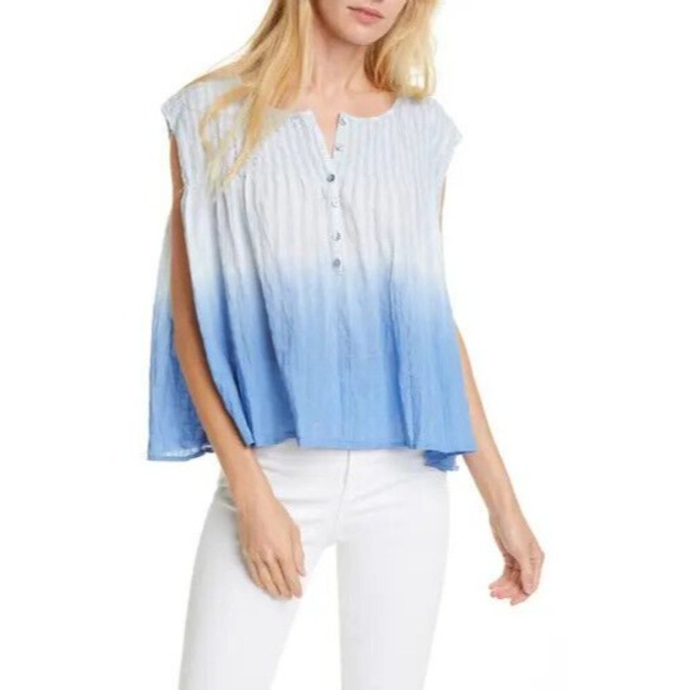 Free People Blue Ombre Cap Sleeve Blouse